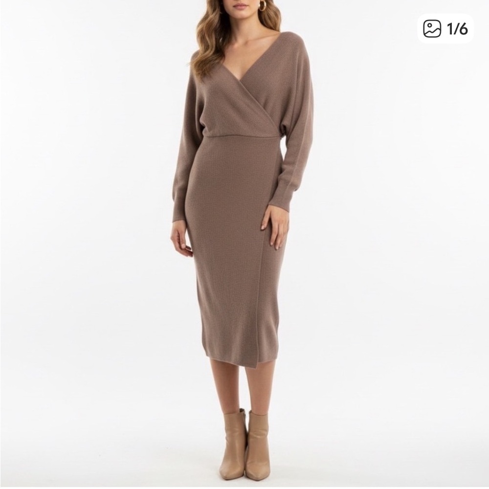 Cappuccino Wrap Sweater Dress